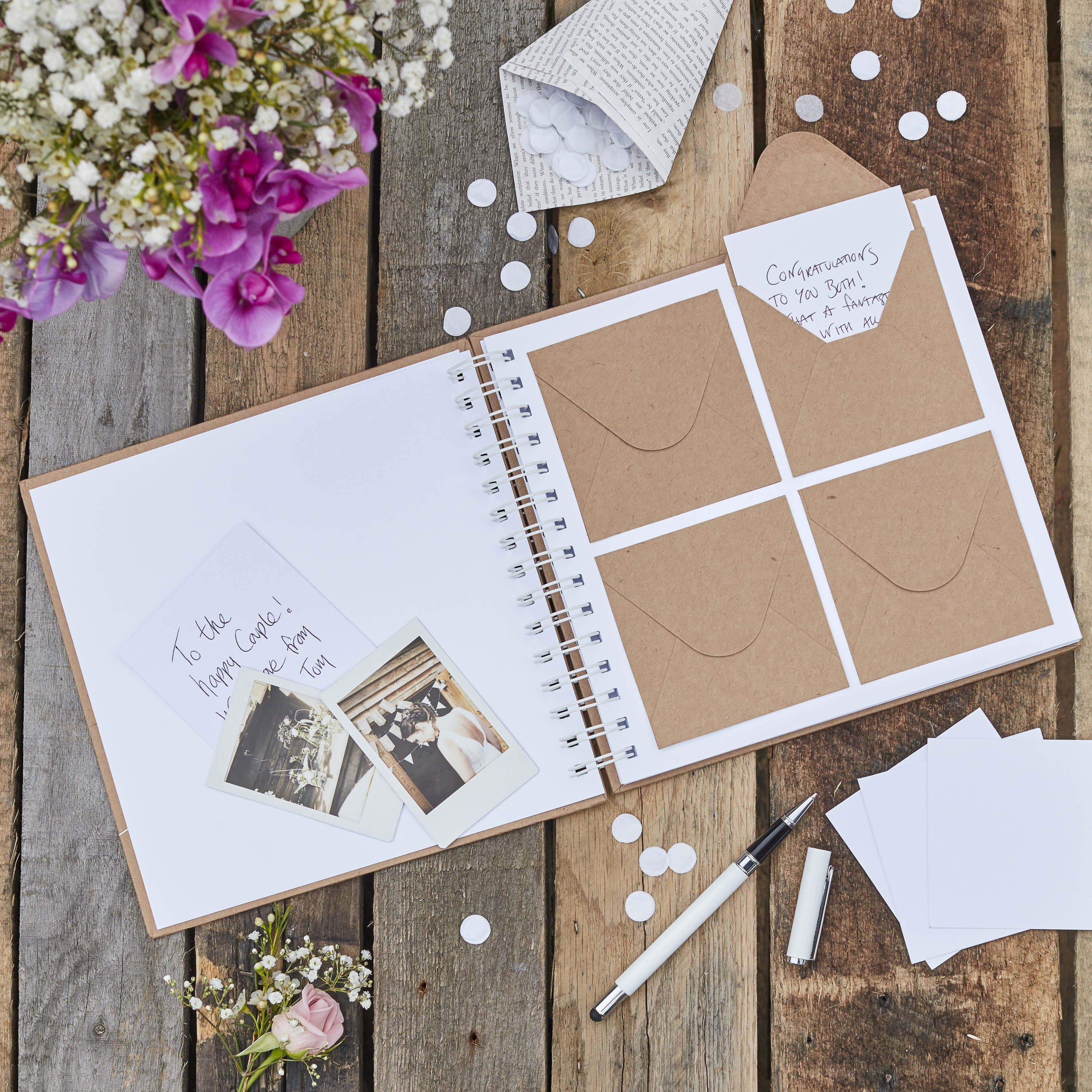 Rustic Wedding Envelope & Note Card Guest Book Ginger Ray Ginger Ray