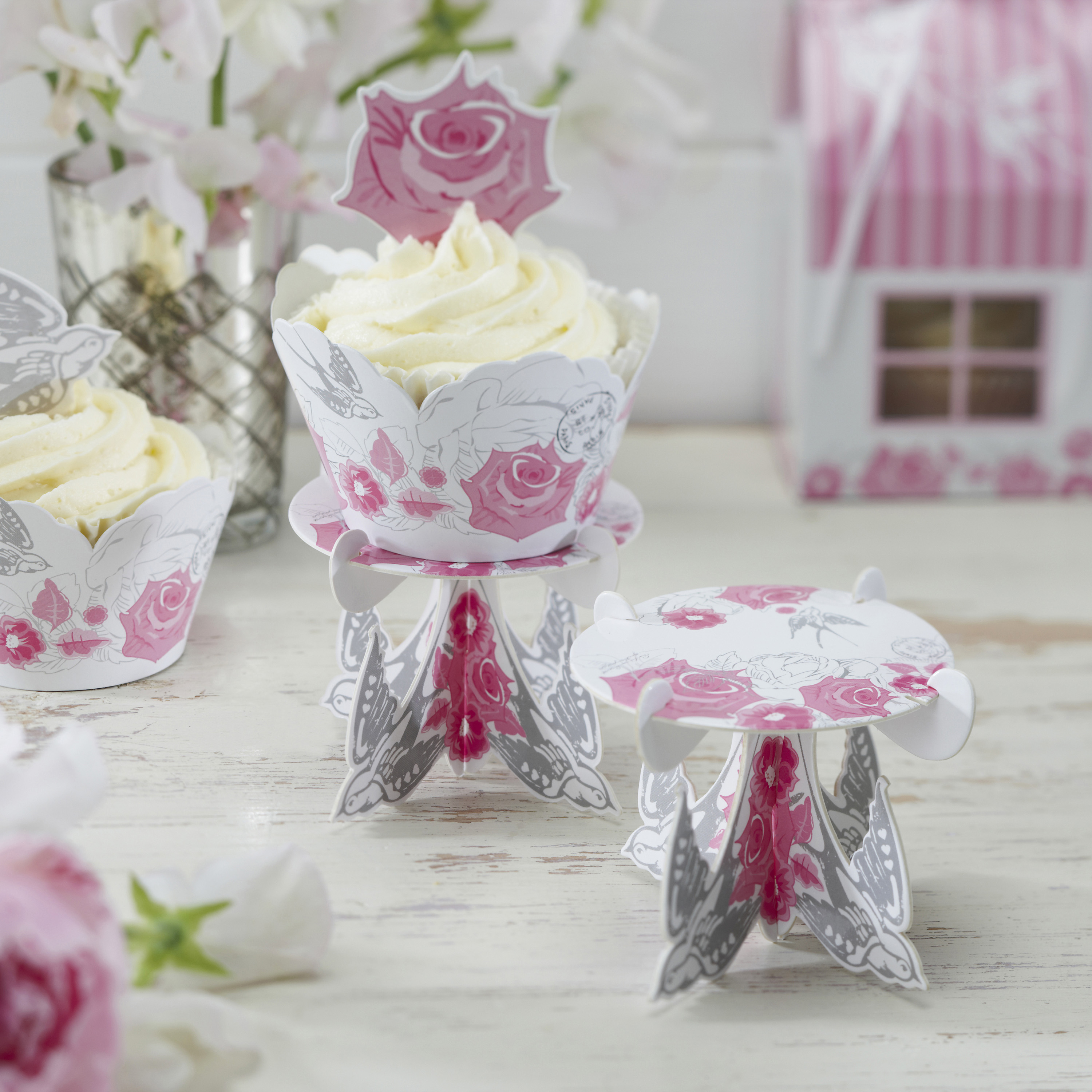 Rose & Swallow Single Cupcake Stands Ginger Ray Ginger Ray