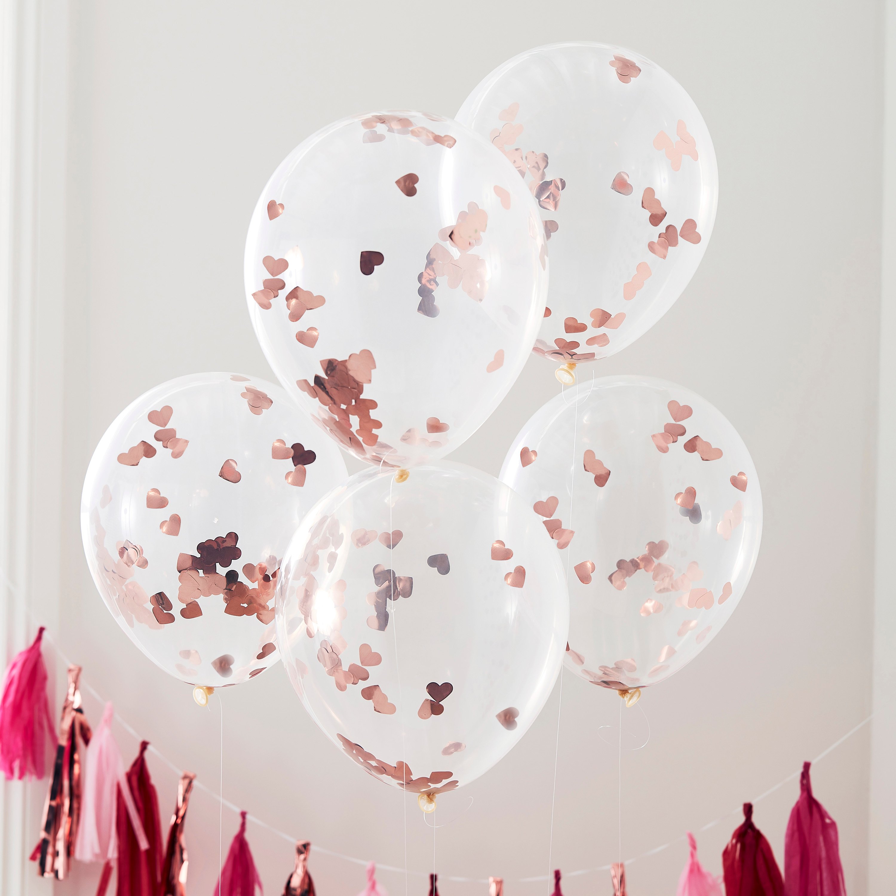 Rose Gold Heart Shaped Confetti Balloons | Ginger Ray