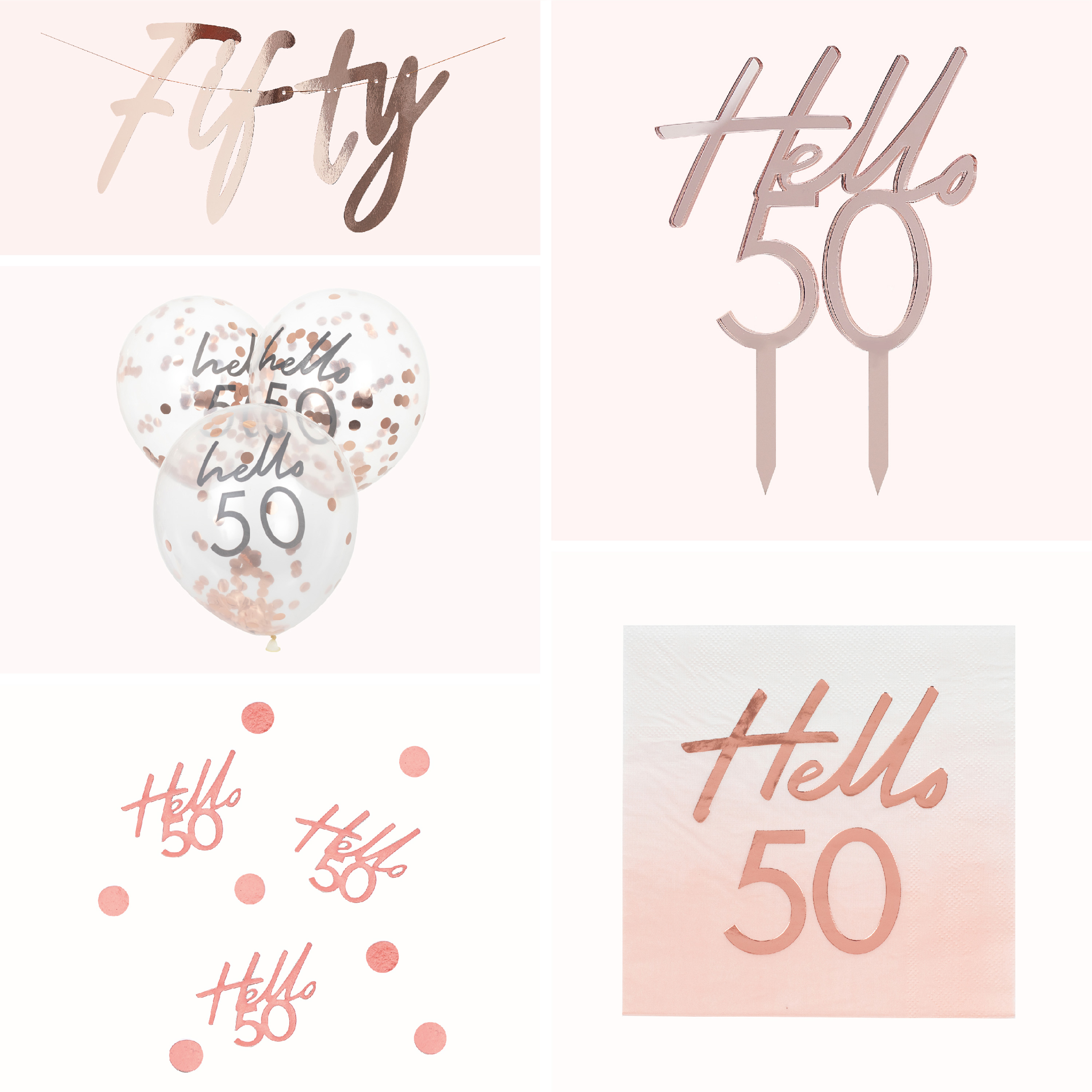 Rose Gold 50th Birthday Decorations Kit | Ginger Ray