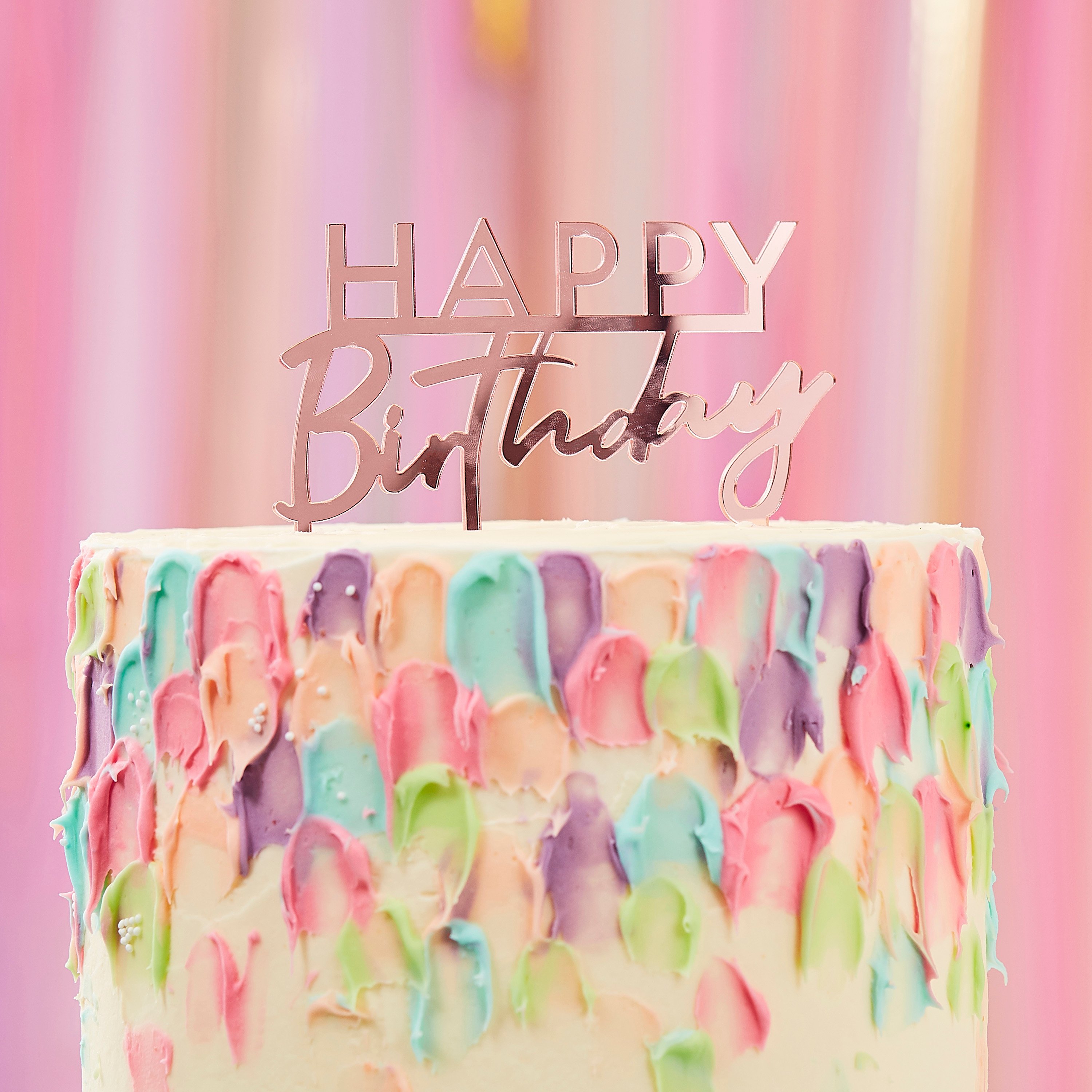Kids Happy Birthday Rose Gold Cake