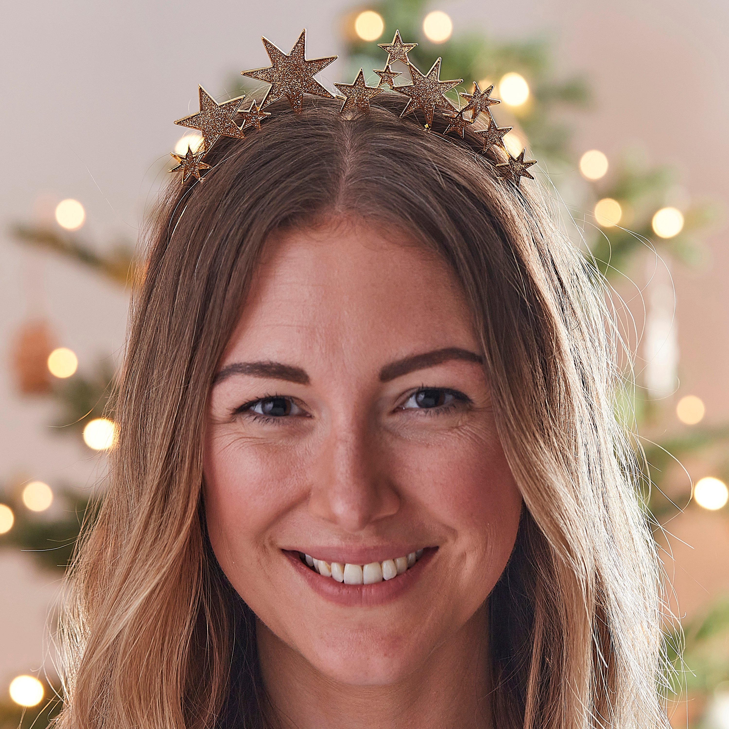 Gold Metal Star Christmas Headband Ginger Ray