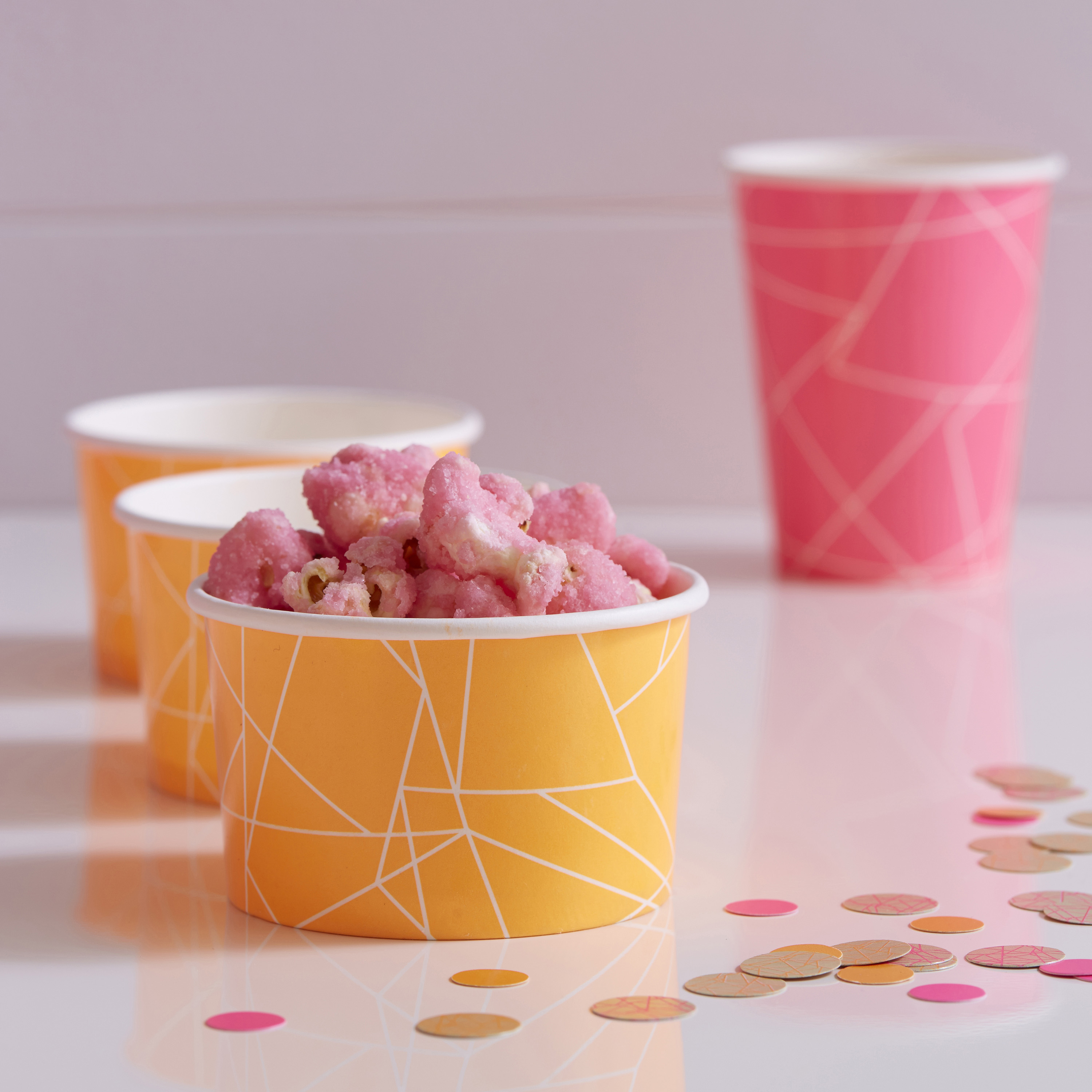 Neon Orange Geometric Ice Cream / Treat Tubs Neon Birthday Ginger Ray