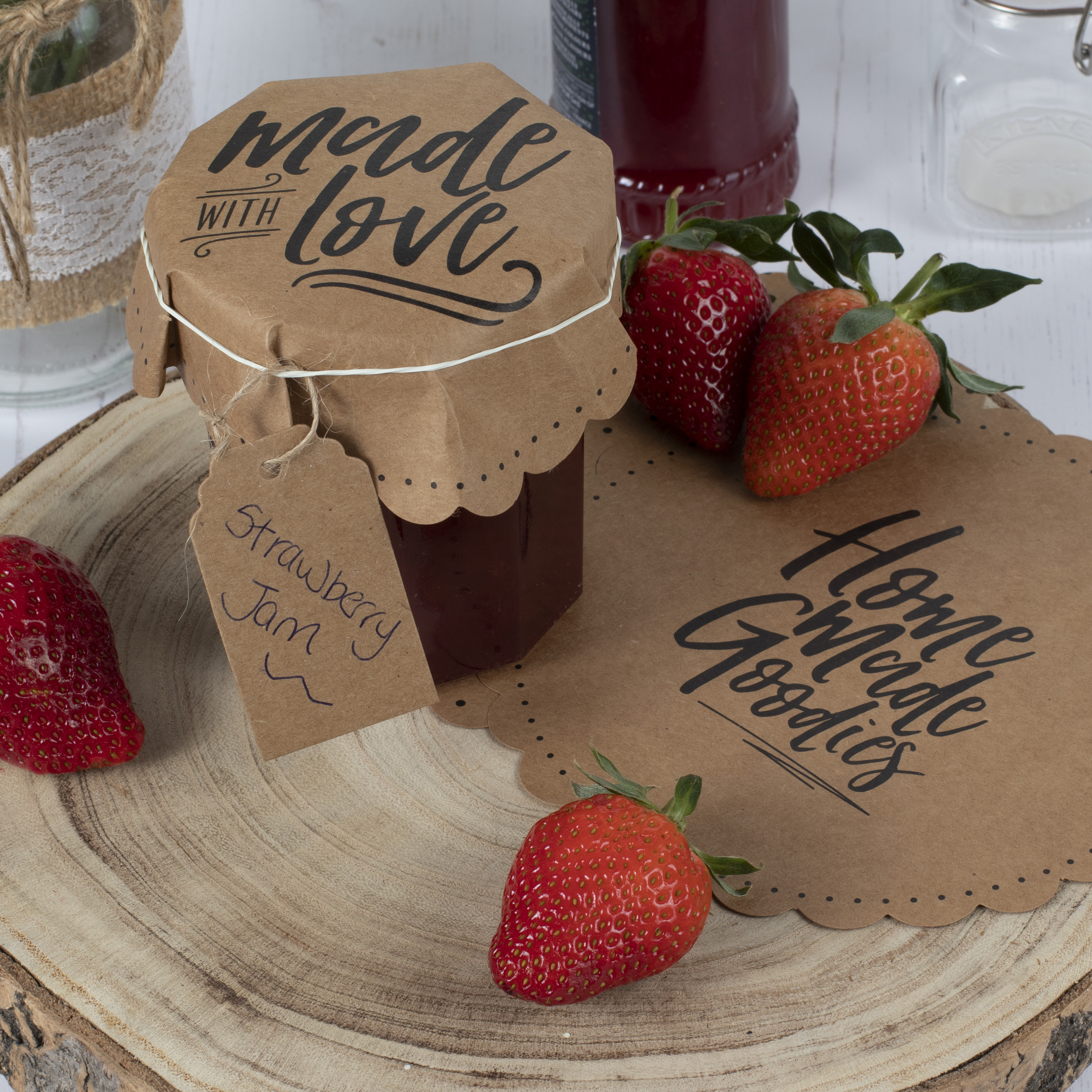 Kraft Jam Jar Fabric Toppers Kit Large Ginger Ray