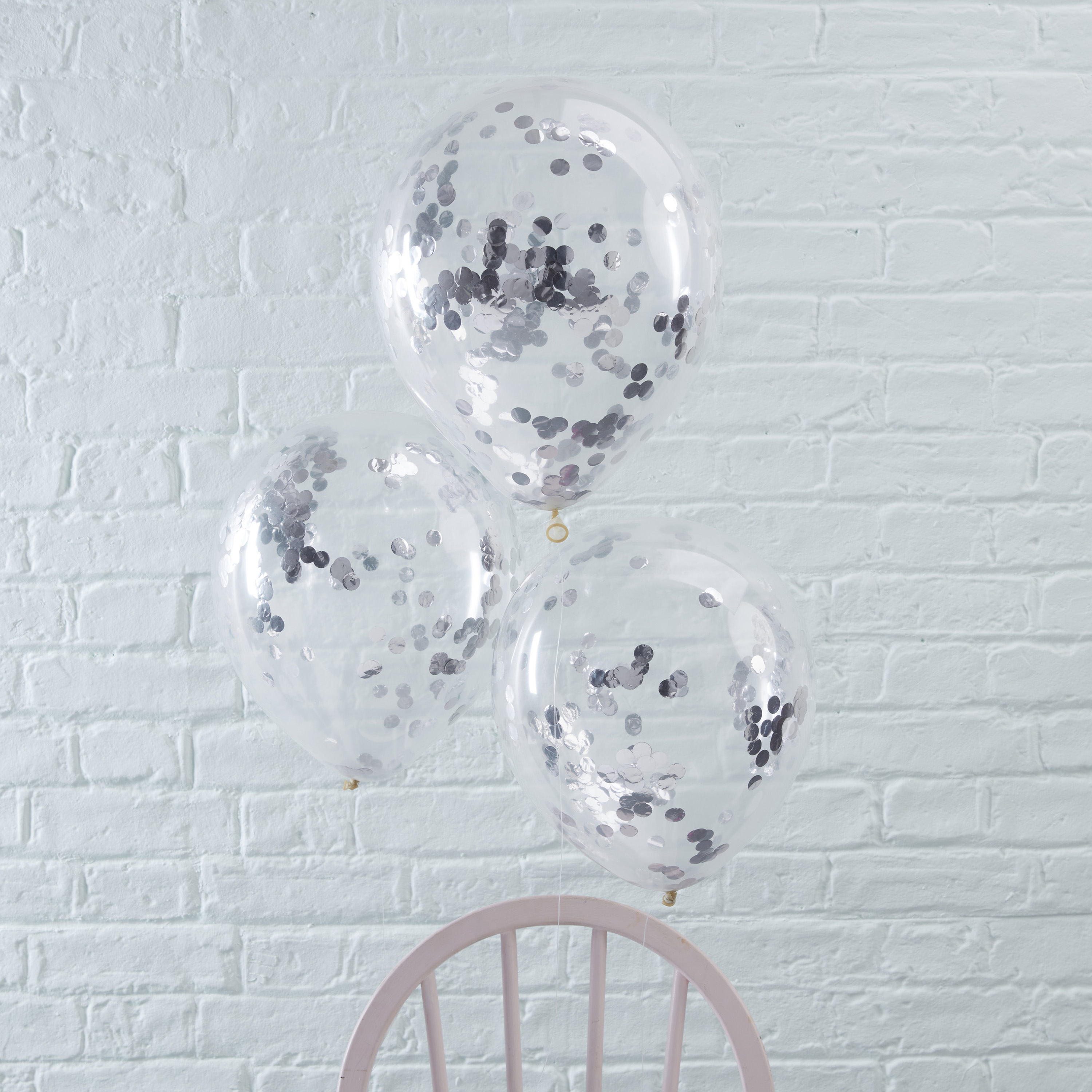 Silver ConfettiFilled Party Balloons Ginger Ray Ginger Ray