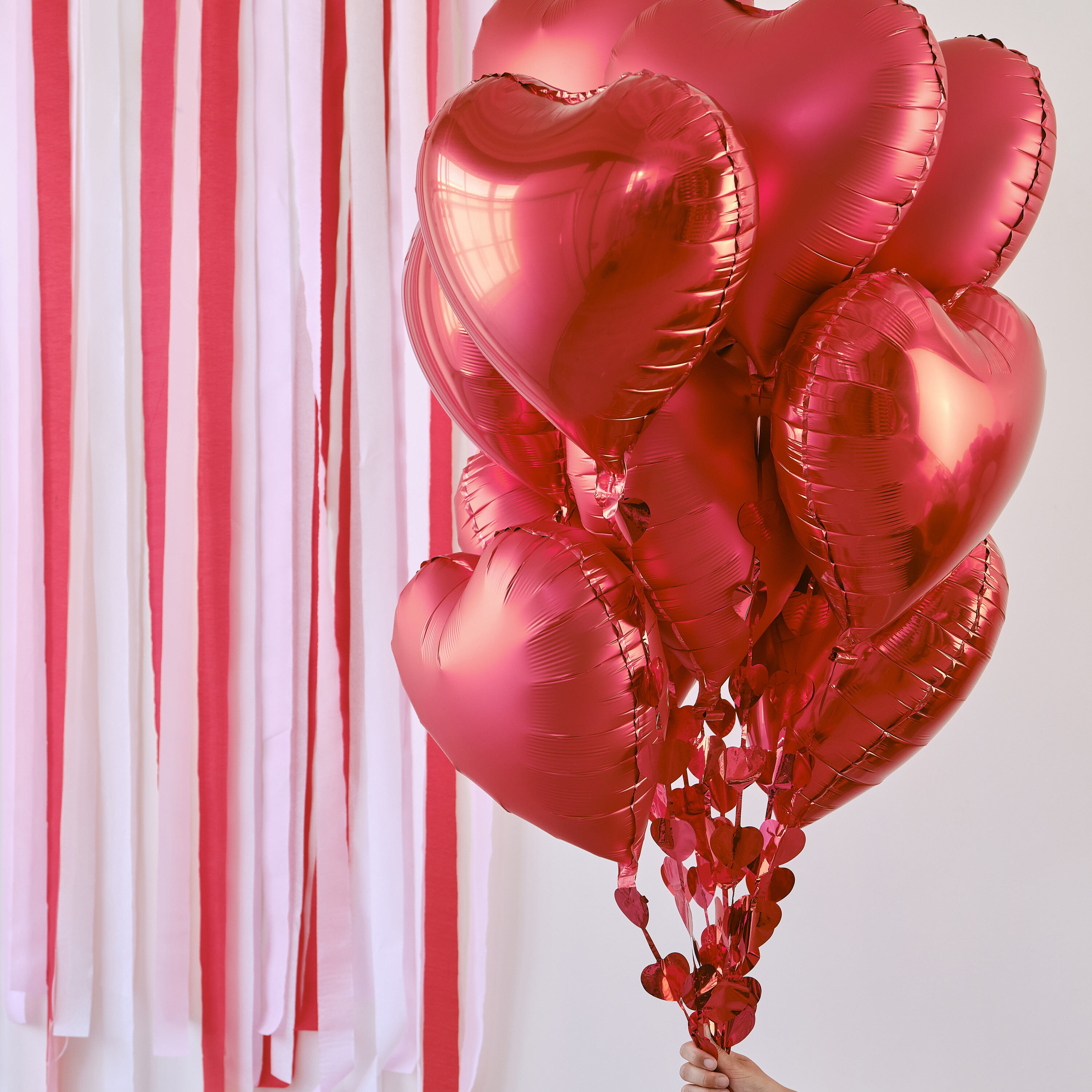 Red Heart Balloons with Heart Streamers Ginger Ray