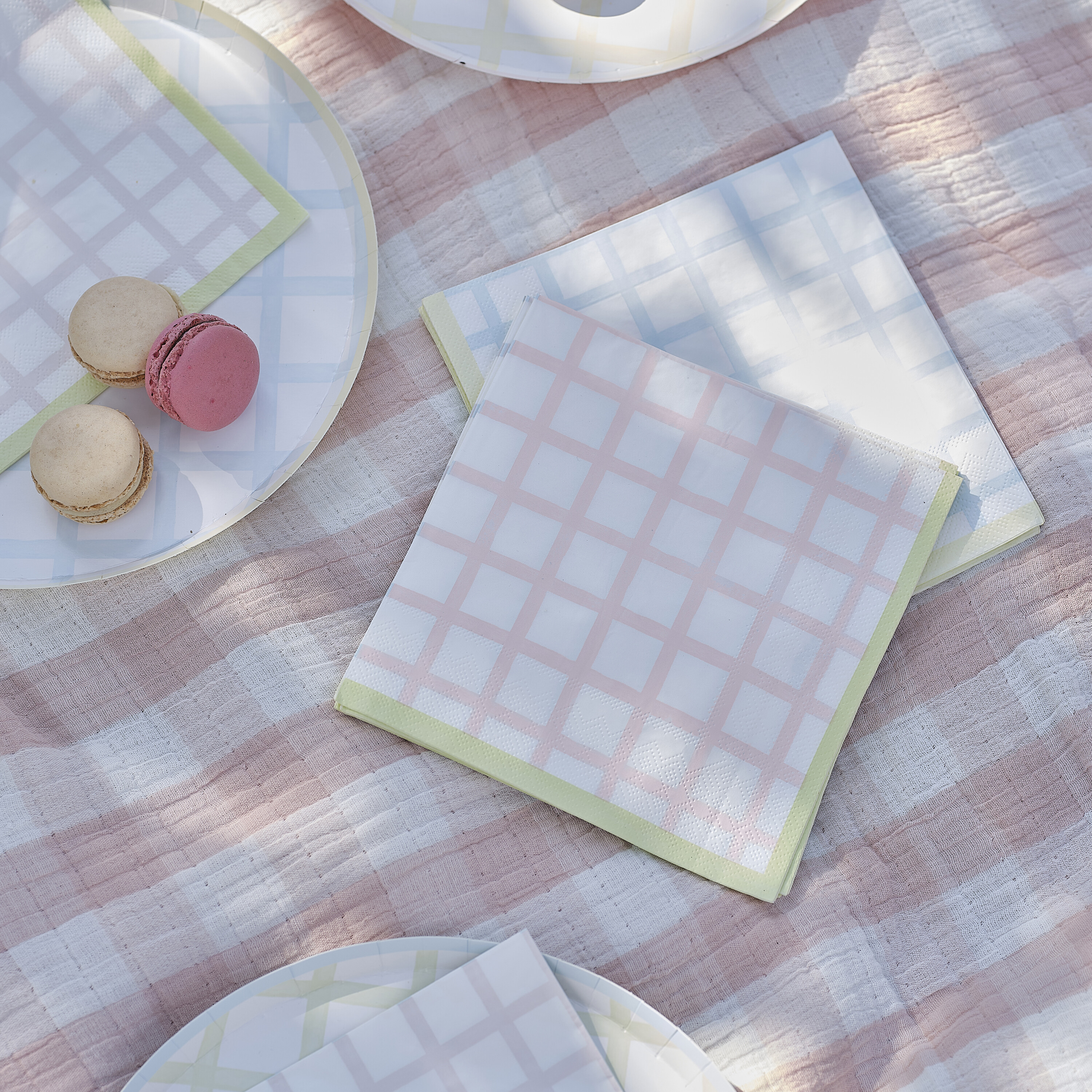Pastel Gingham Paper Napkins Ginger Ray