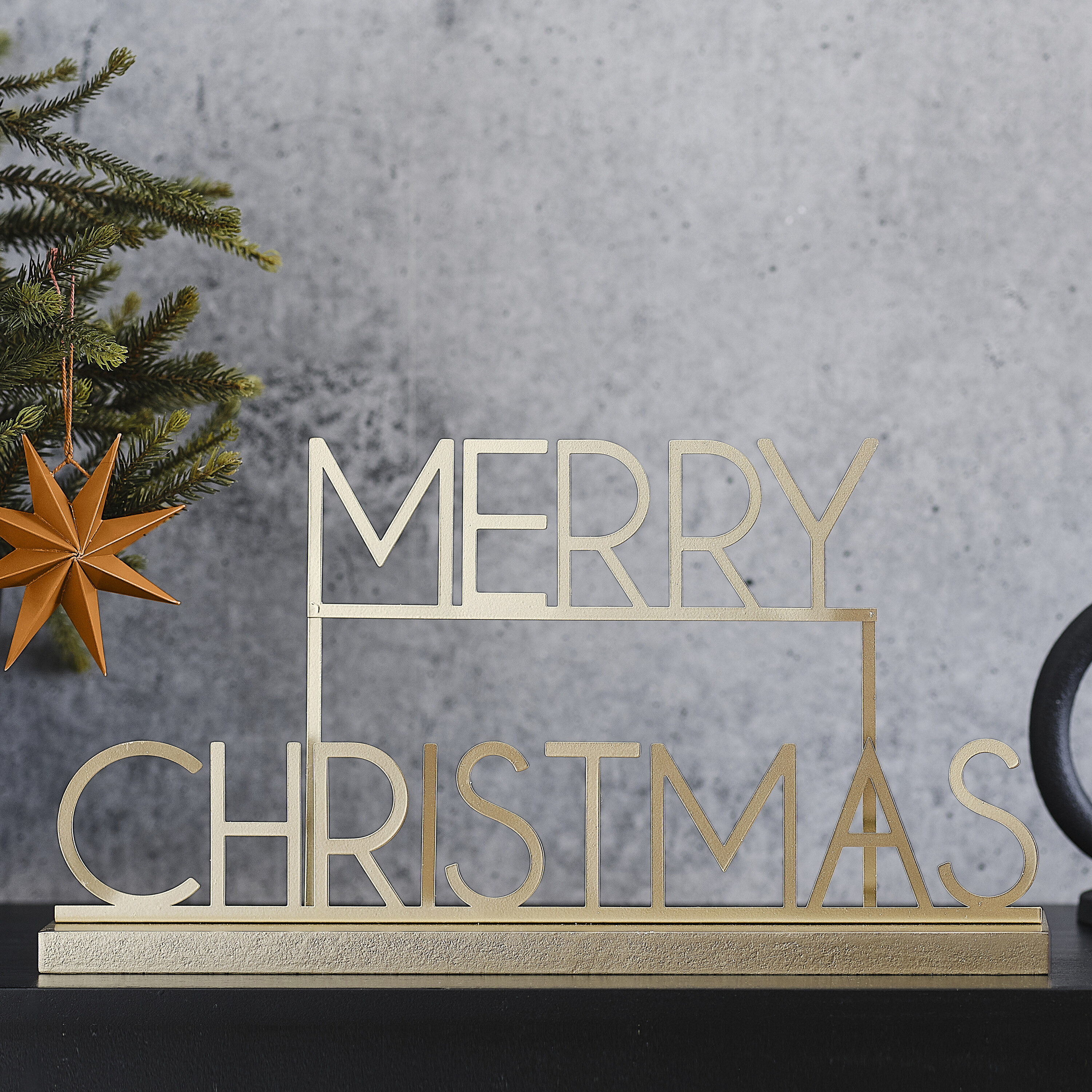 Gold Metal Merry Christmas Sign Ginger Ray