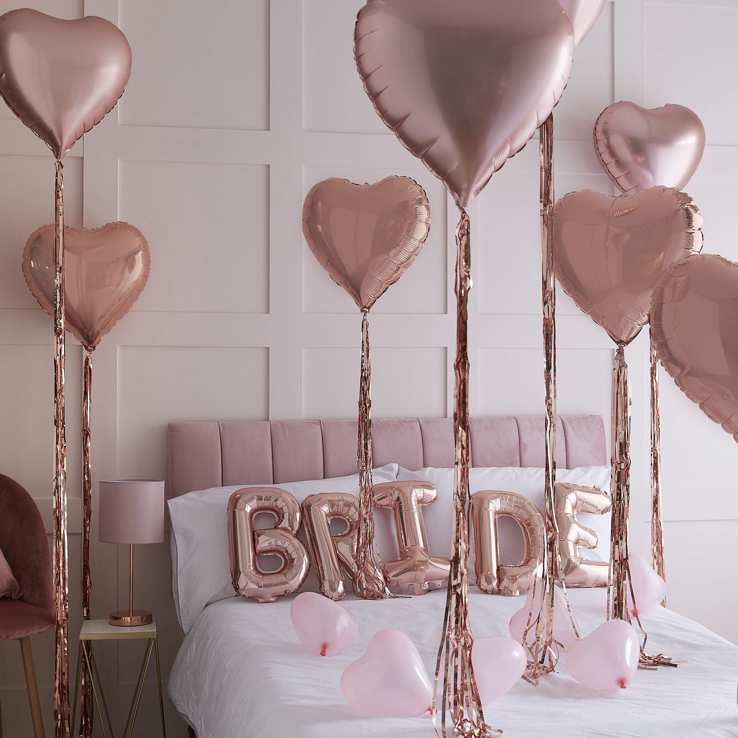 Rose Gold Bride and Heart Balloons Room Decoration Kit