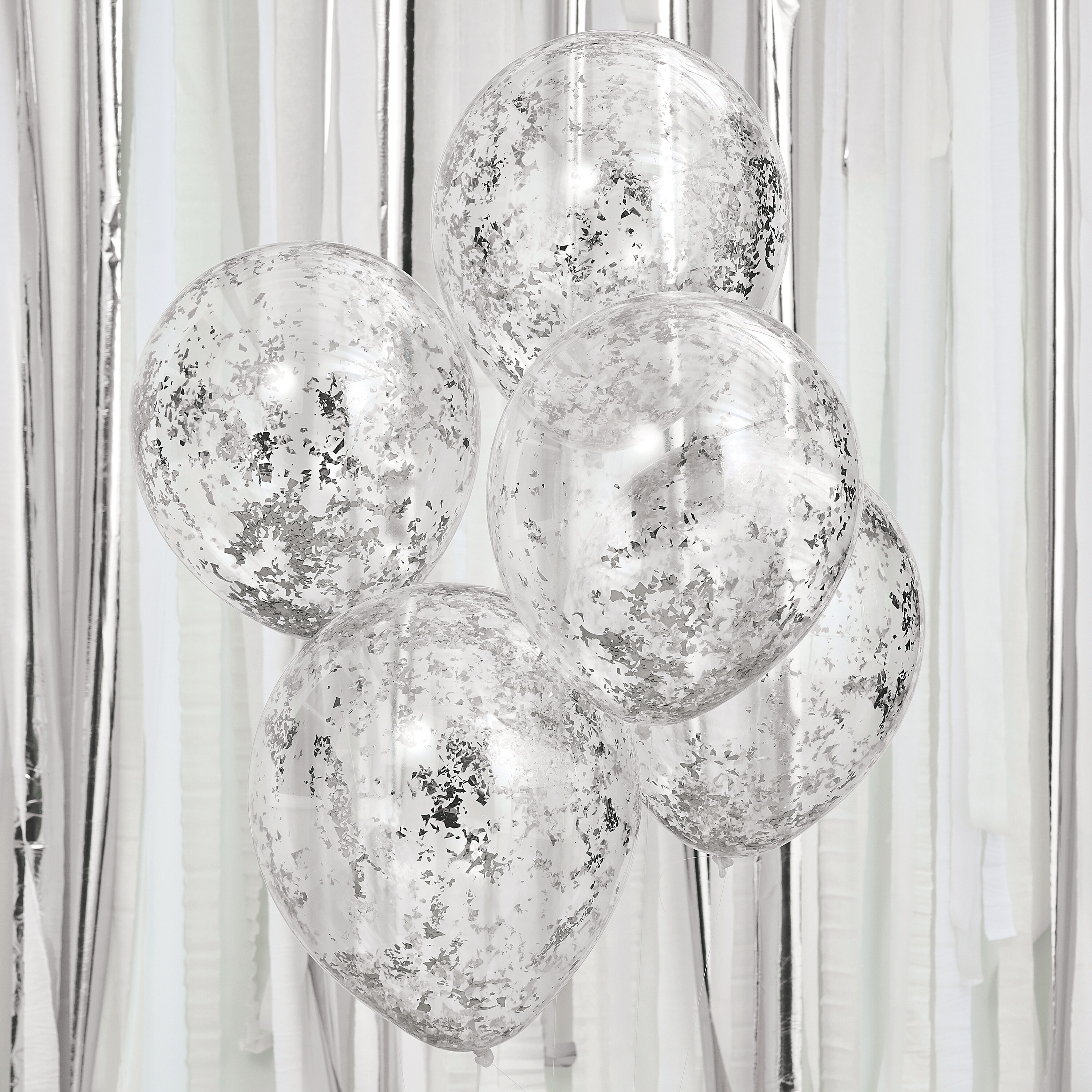 Silver Shredded Confetti Filled Balloons Ginger Ray