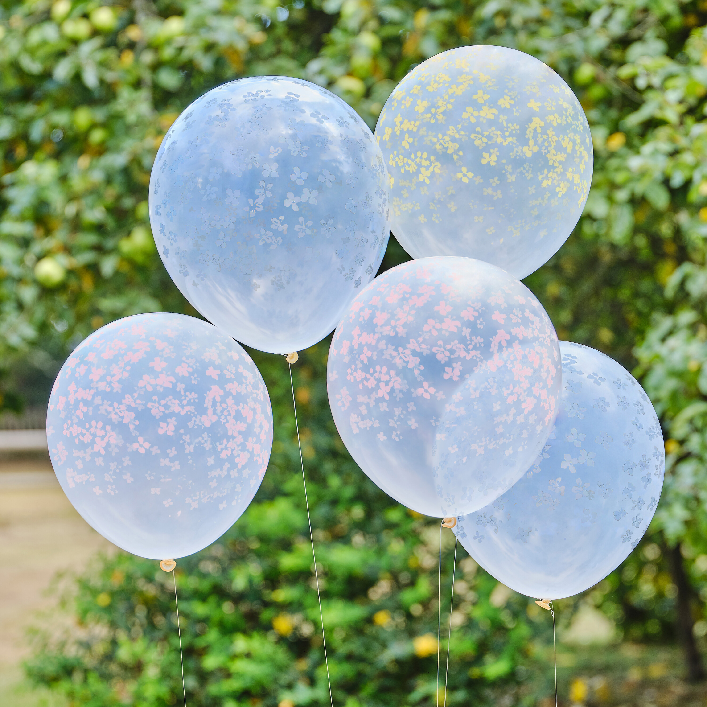 Pastel Printed Flower Balloons Cluster | Ginger Ray
