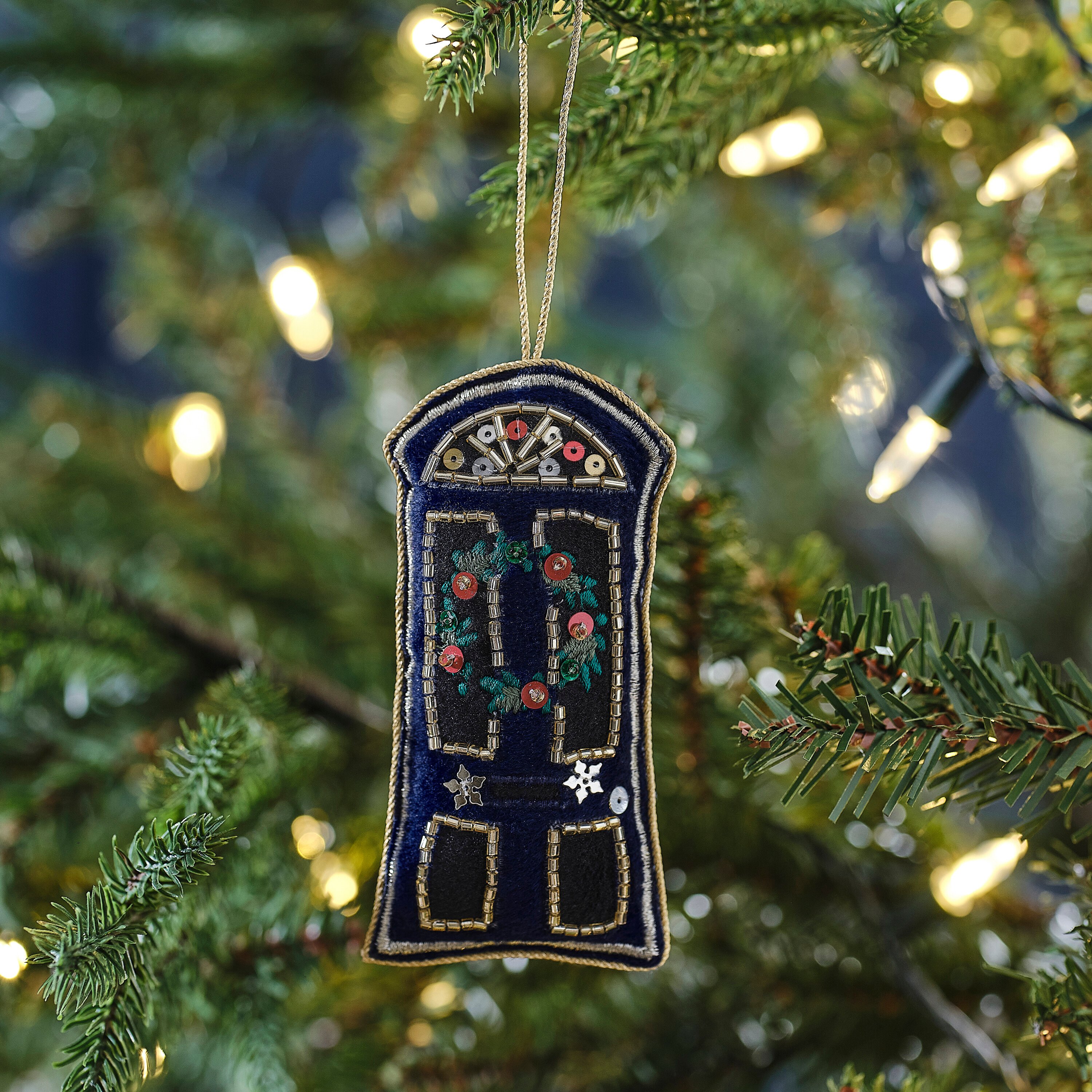 Navy Christmas Decoration Velvet Door Hanging Xmas Tree Decoration