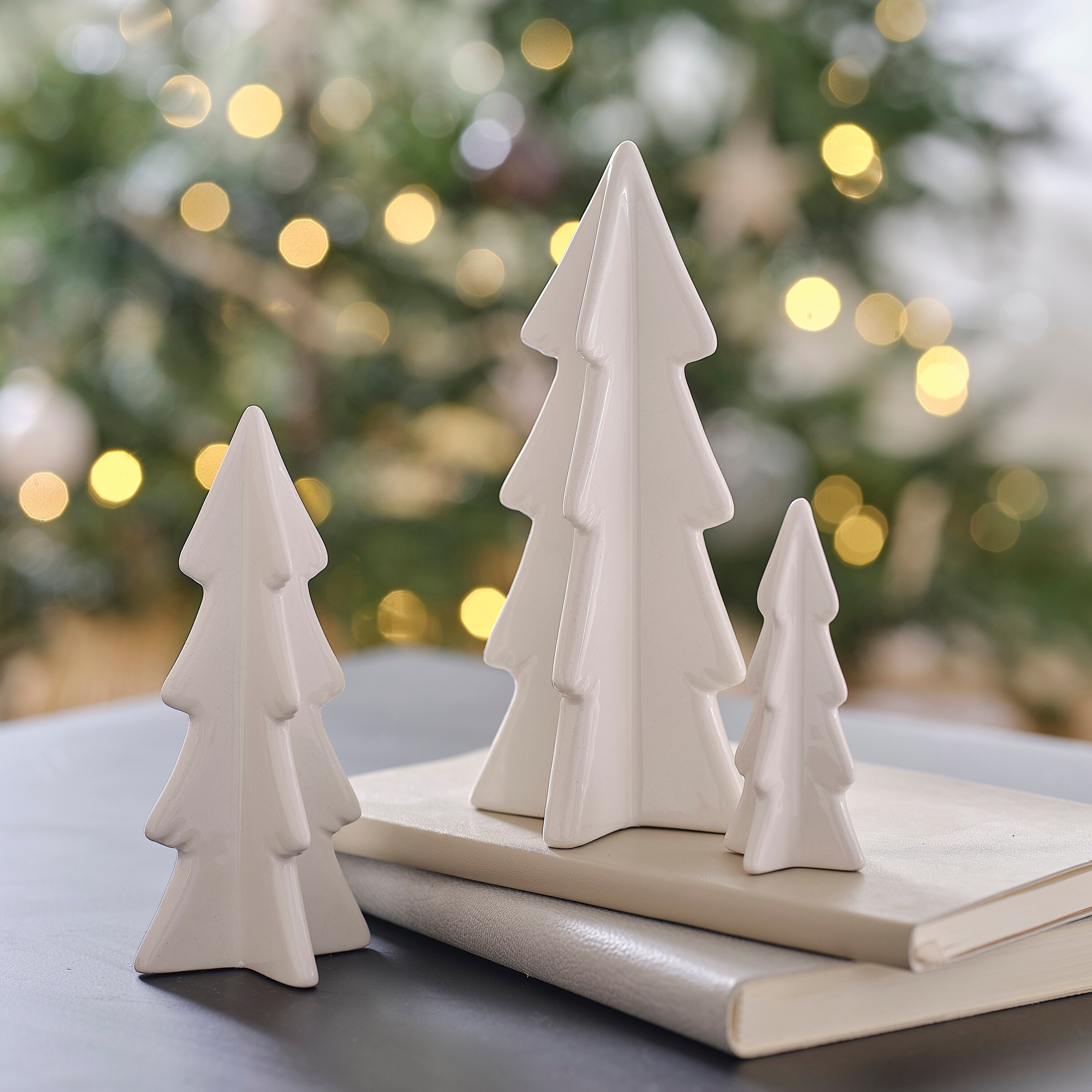 White Ceramic Christmas Tree Decorations Ginger Ray