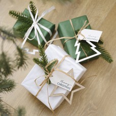 Christmas Wrapping Paper With Twine and Tag 