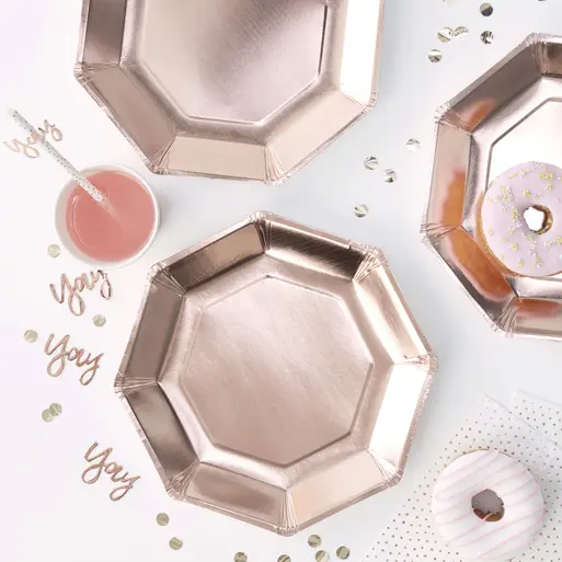 Rose gold paper plates discount