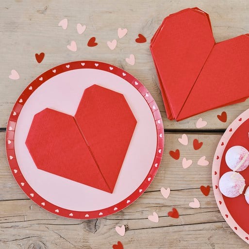 Red Origami Paper Heart Napkins | Ginger Ray