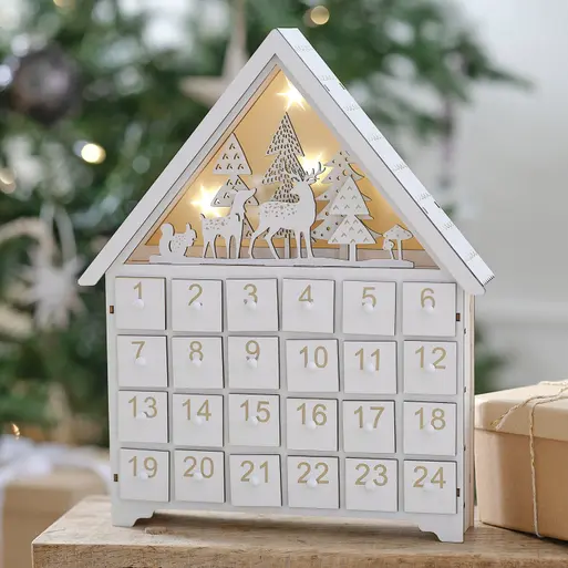 Wooden Light Up Christmas Advent Calendar Ginger Ray